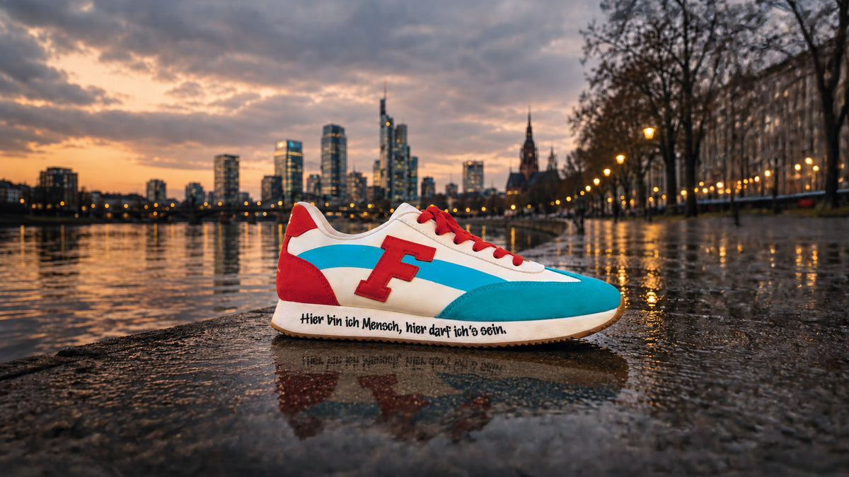 F/LOW Sneaker mit Frankfurter Skyline im Abendlicht
