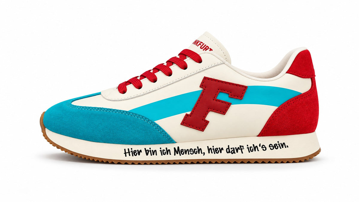 F/LOW Sneaker Seitenansicht mit F-Patch und Main-Flowline